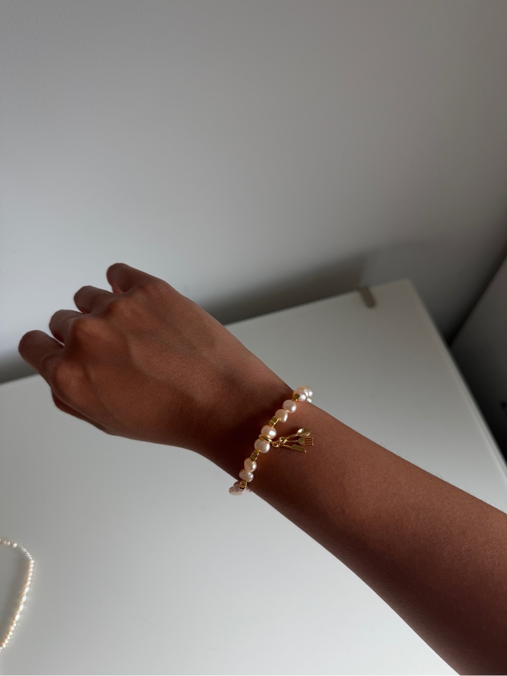 Little Words Projecr Pearl Bracelet with Utensil Charm